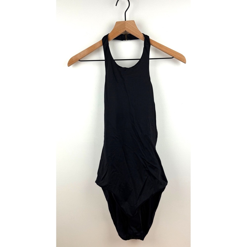Andie‎ Black One Piece Halter Swimsuit Classic Minimalist Stylish Womens